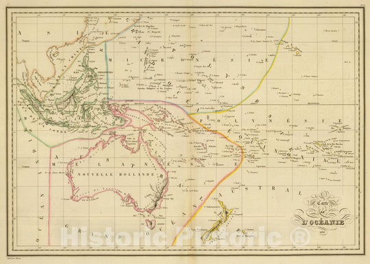 Historic Map : Australia; Indonesia, Oceania, Pacific 1837 Oceanie , Vintage Wall Art