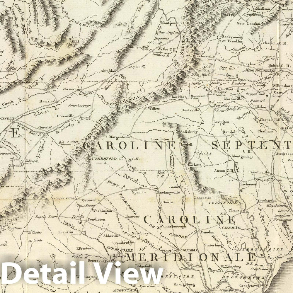 Historic Map : United States, Kentucky, 1807 Carte des Provines Meridionales des Etats-Unis. , Vintage Wall Art