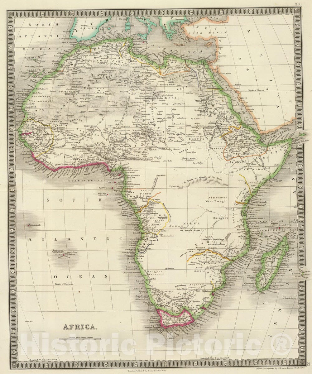 Historic Map : 1844 Map of Africa : Vintage Wall Art