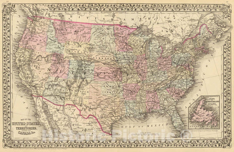 Historic Map : 1880 United States. - Vintage Wall Art