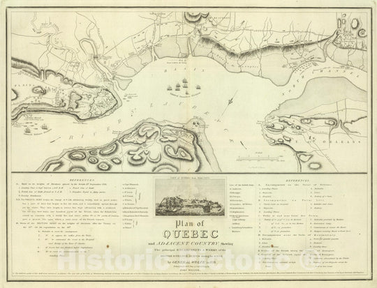 Historic Map : 1824 Quebec and Adjacent Country, during the Siege by General Wolfe in 1759. - Vintage Wall Art