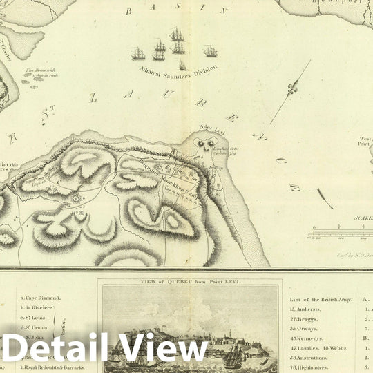 Historic Map : 1824 Quebec and Adjacent Country, during the Siege by General Wolfe in 1759. - Vintage Wall Art