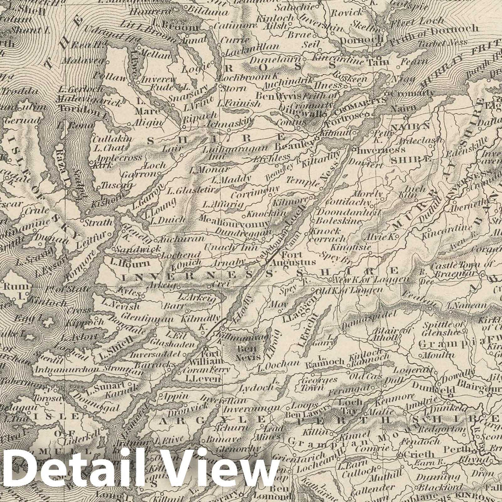 Historic Map : 1848 Scotland. v2 - Vintage Wall Art