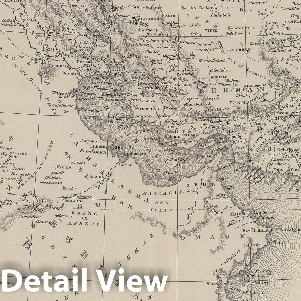 Historic Map : 1848 Persia and Arabia. - Vintage Wall Art