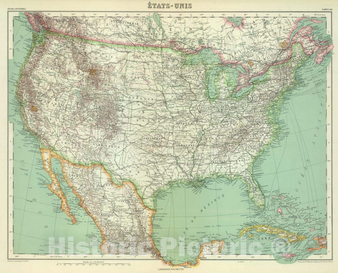 Historic Map : United States, 1931 Etats Unis. , Vintage Wall Art