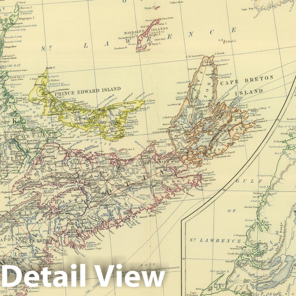 Historic Map : 1879 Eastern Canada. - Vintage Wall Art