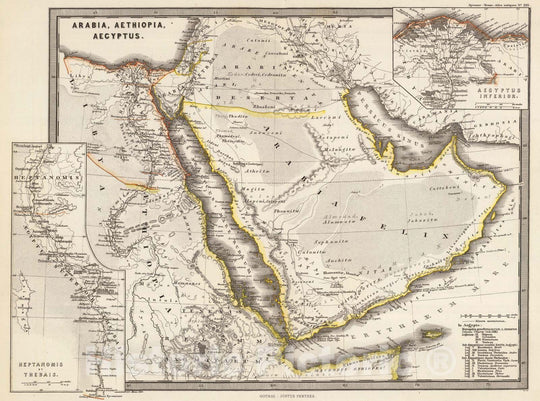 Historic Map : Egypt; Ethiopia, Africa, Northeast 1865 Arabia, Aethiopia, Aegyptus. , Vintage Wall Art