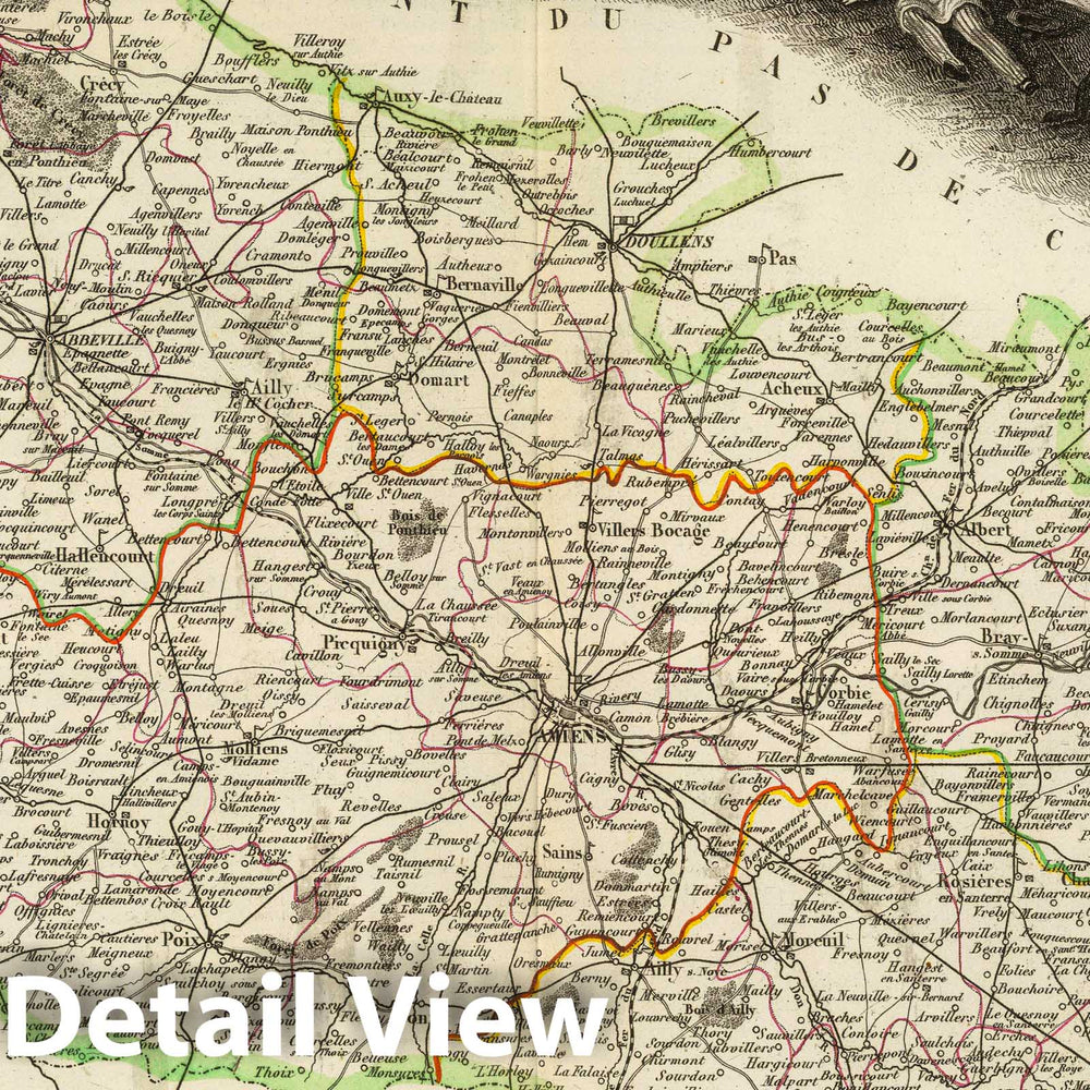 Historic Map : France, 1856 Dept. Des De La Somme. , Vintage Wall Art