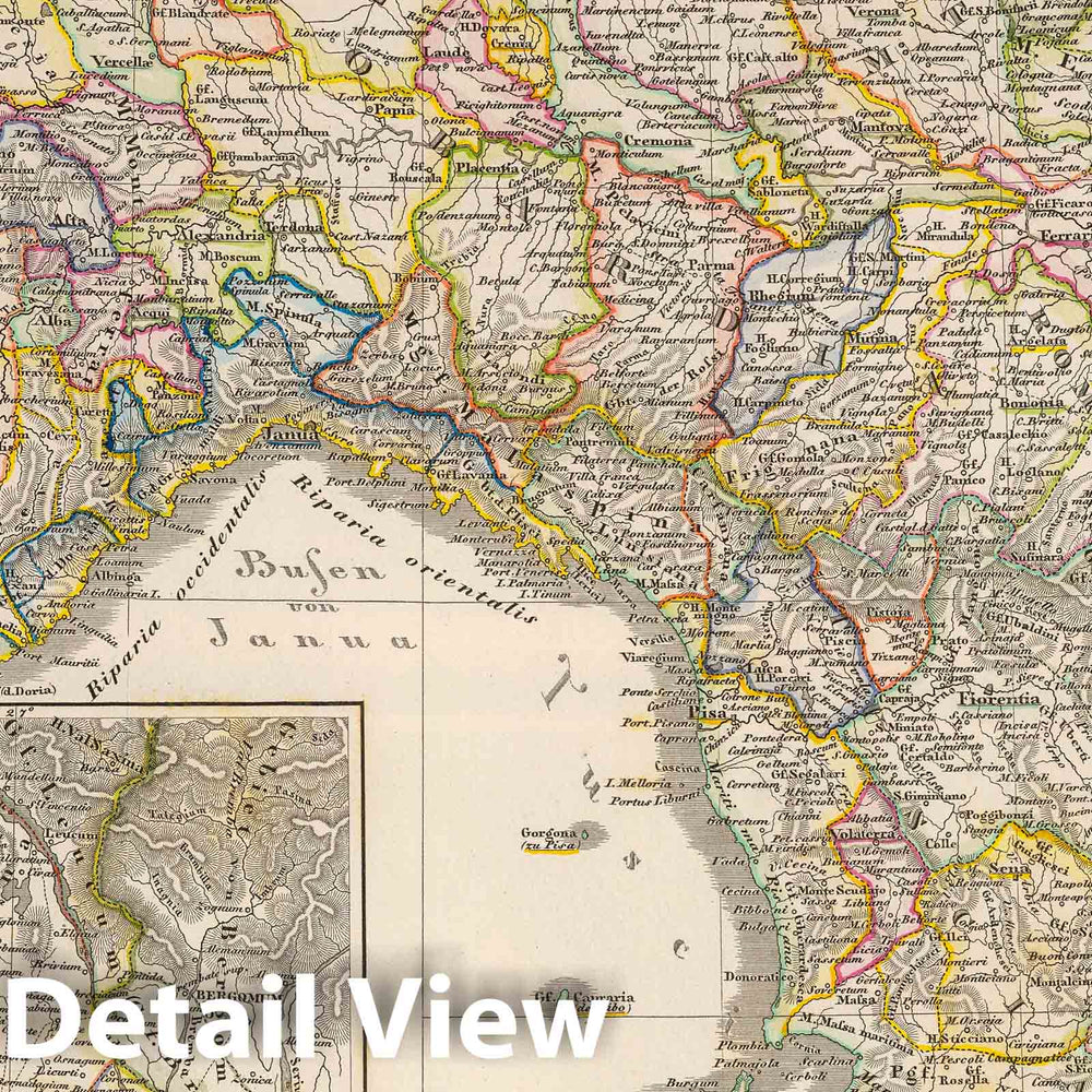 Historic Map : Italy, 1854 Ober und Mittel Italien unter den Hohenstaufen. , Vintage Wall Art