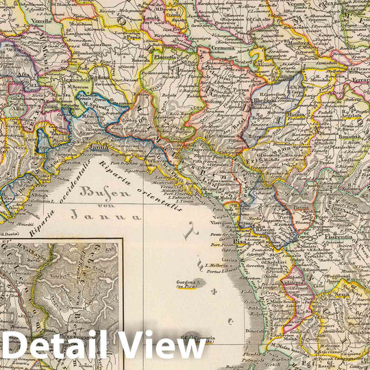 Historic Map : Italy, 1854 Ober und Mittel Italien unter den Hohenstaufen. , Vintage Wall Art