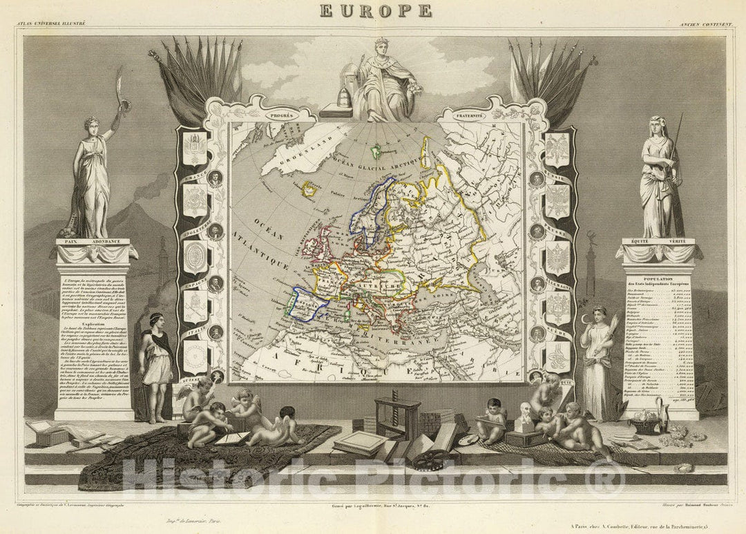 Historic Map : National Atlas - 1856 Europe. - Vintage Wall Art