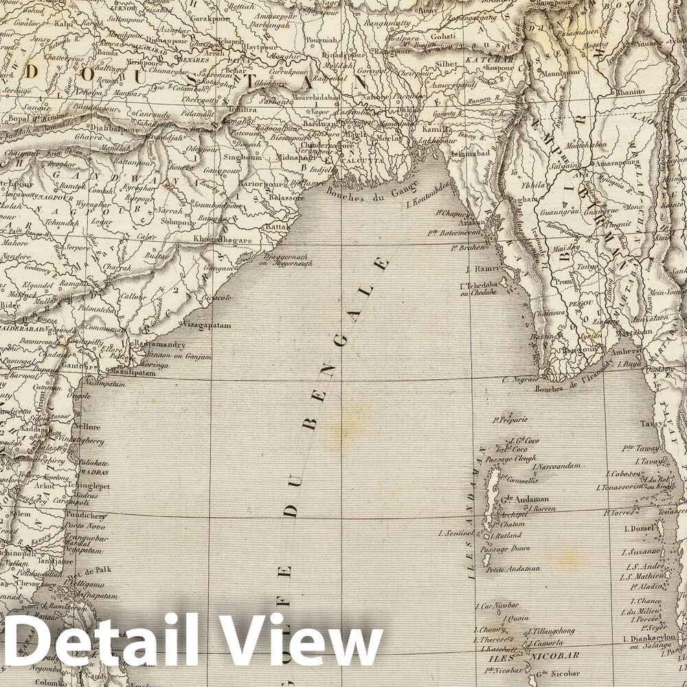 Historic Map : India; Thailand, South Asia 1837 Asie Meridionale. , Vintage Wall Art