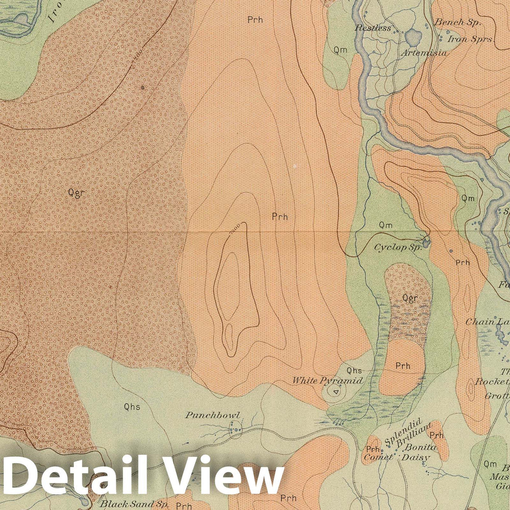 Historic Map : Geologic Atlas - 1904 Upper Geyser Basin. - Vintage Wall Art