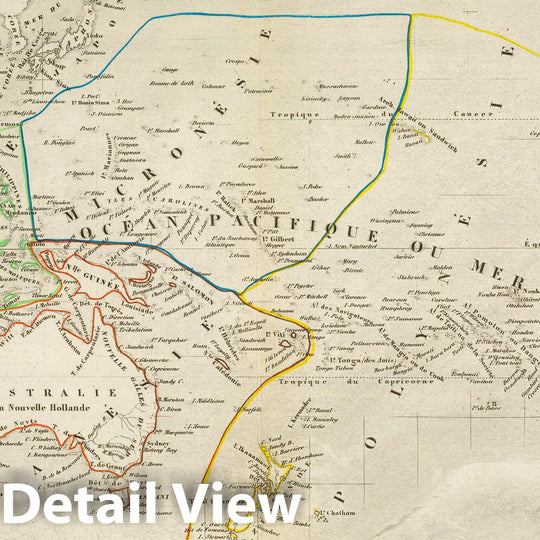 Historic Map : Australia; Indonesia, Micronesia, Pacific 1856 Oceanie. , Vintage Wall Art