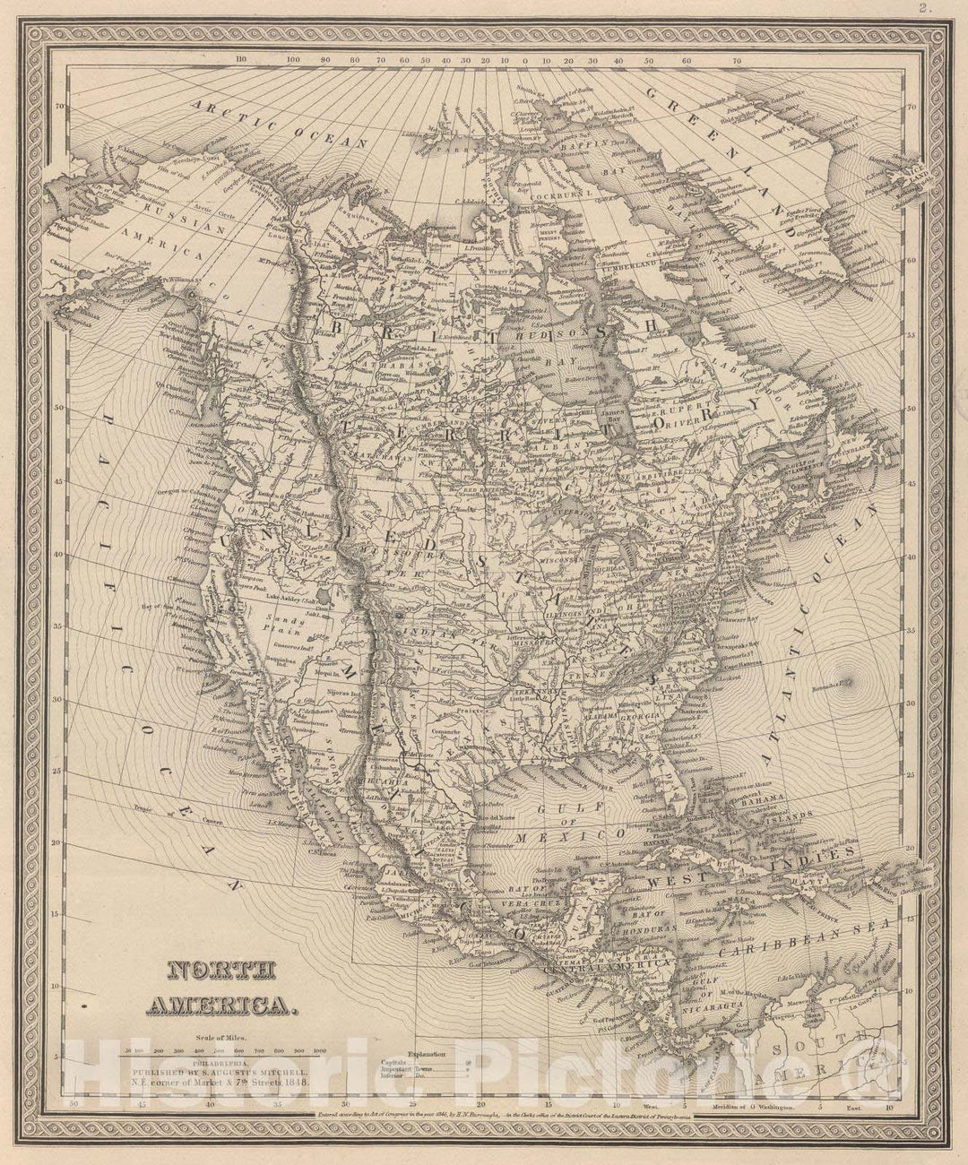 Historic Wall Map : 1848 North America. v1 - Vintage Wall Art