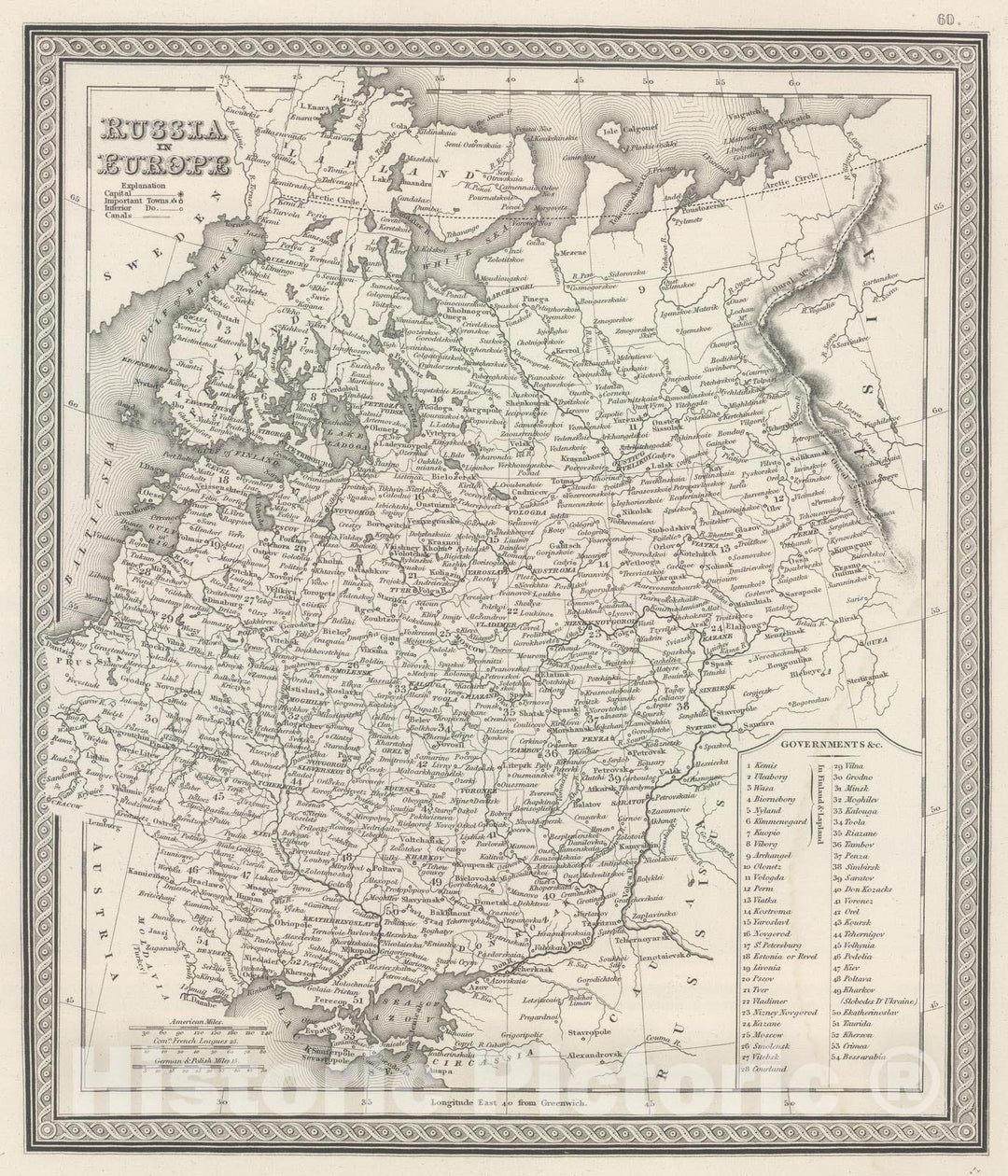 Historic Map : 1848 Russia In Europe. v2 - Vintage Wall Art