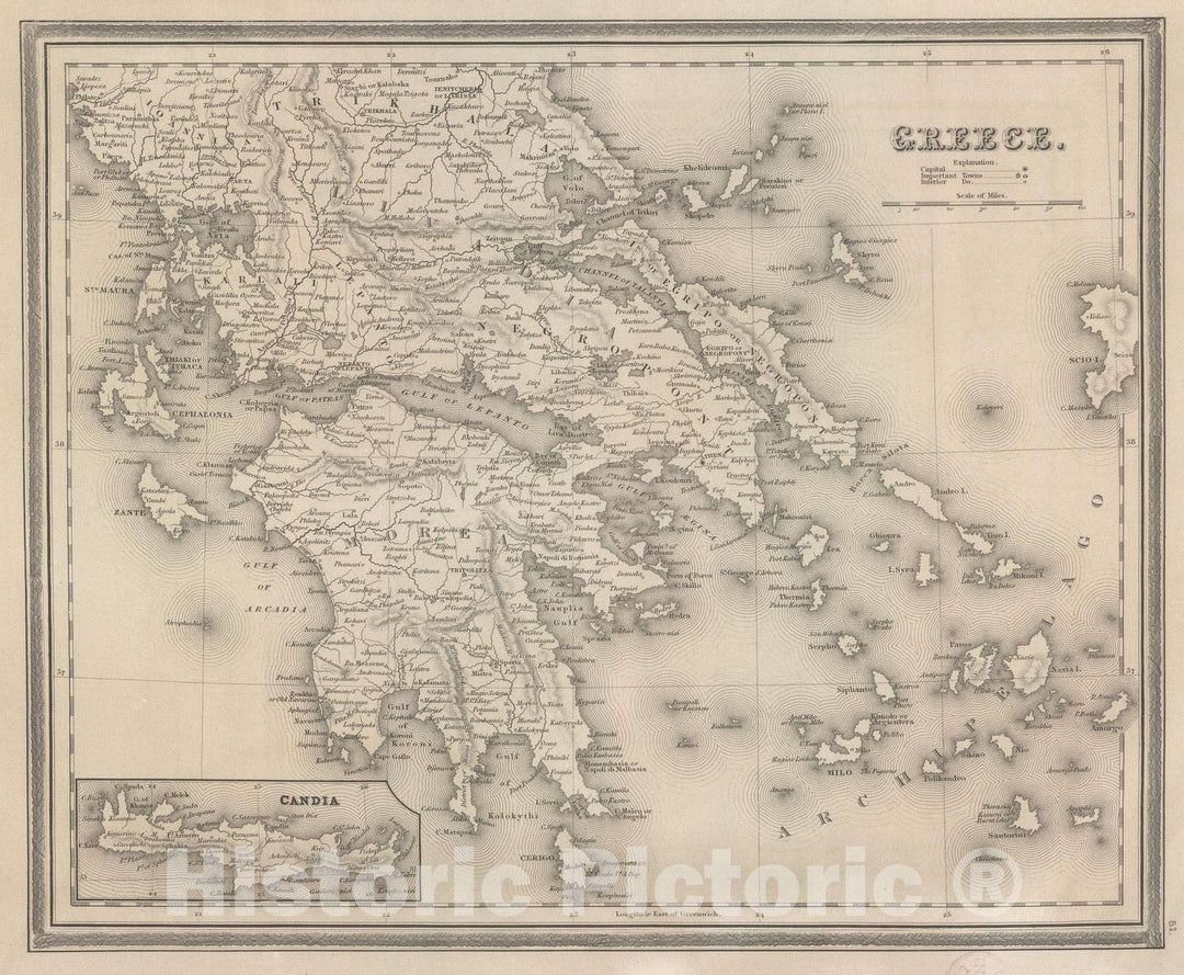 Historic Map : 1848 Greece. v1 - Vintage Wall Art