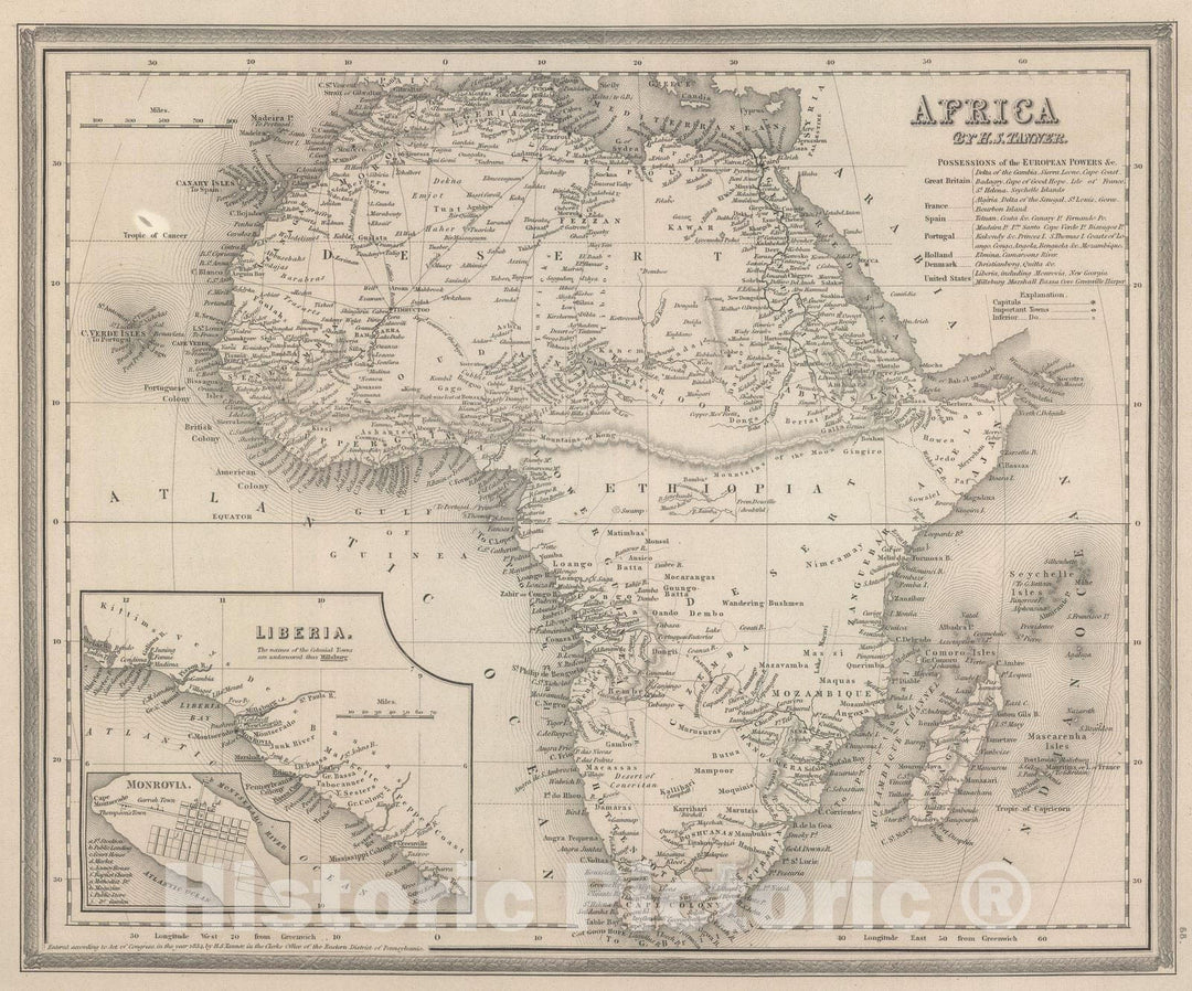 Historic Map : 1848 Africa - Vintage Wall Art