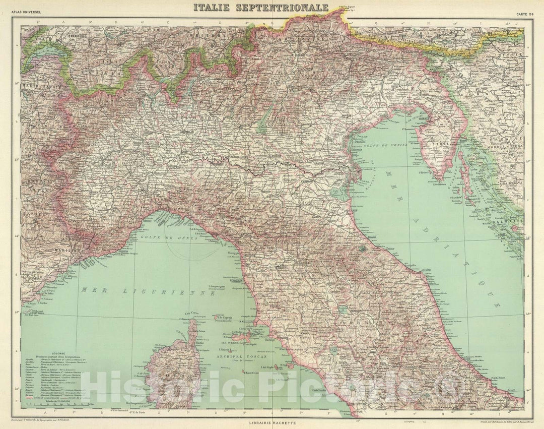 Historic Map : Italy, 1930 Italie Septentrionale. , Vintage Wall Art