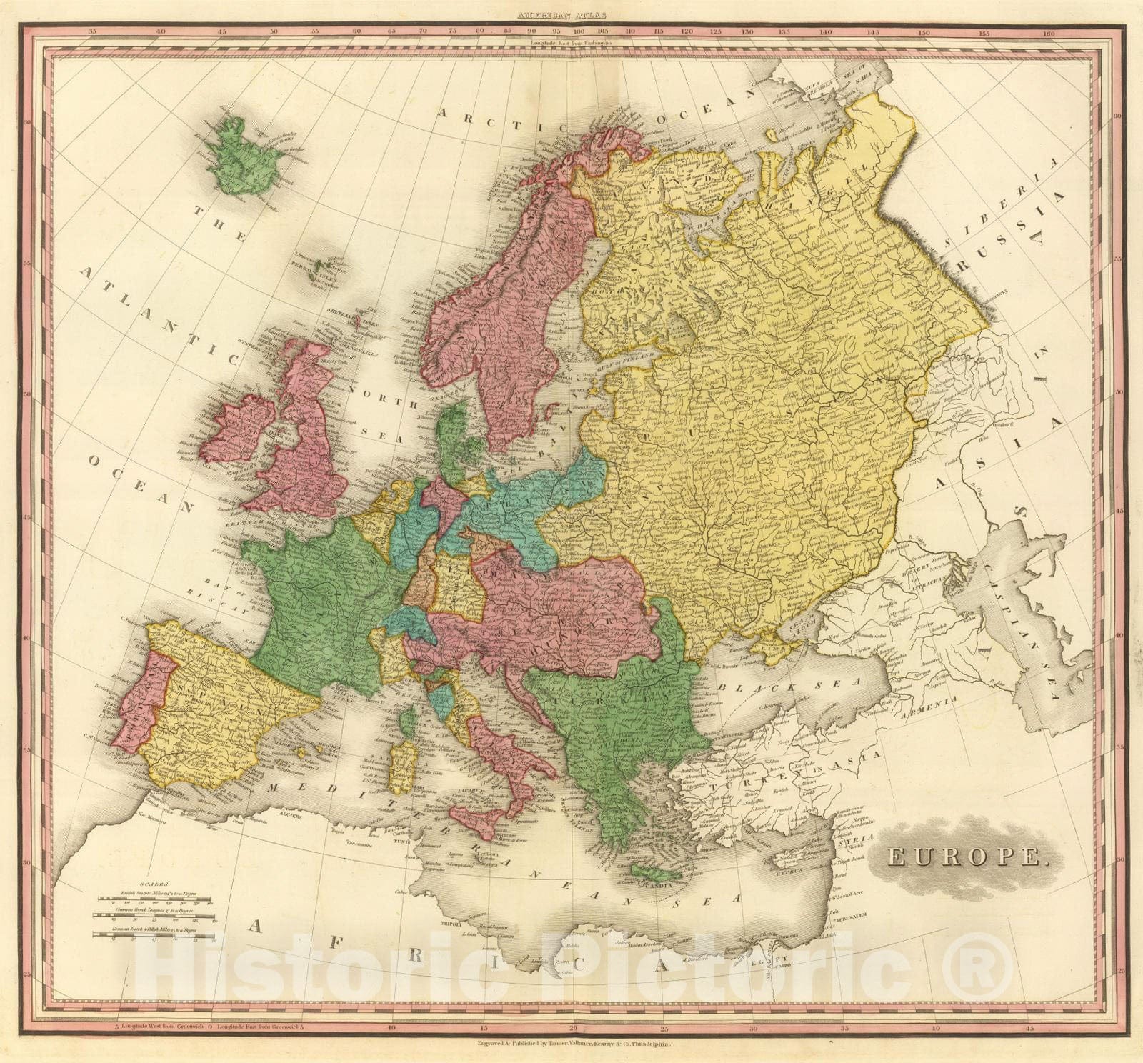 Historic Map : 1833 Europe. v1 - Vintage Wall Art