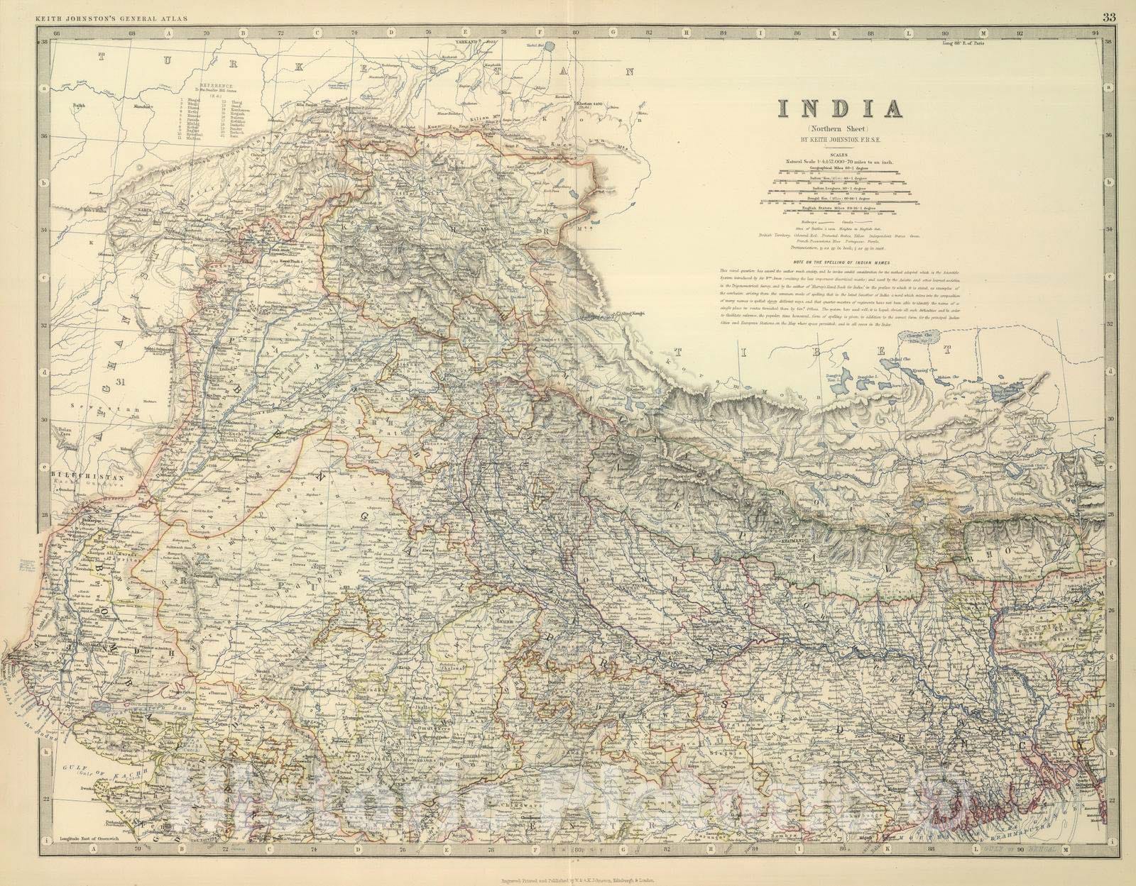 Historic Map : 1879 India (northern sheet). - Vintage Wall Art