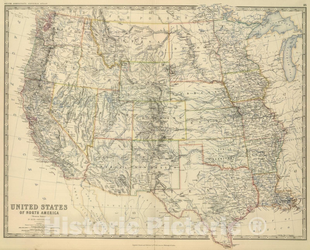 Historic Map - World Atlas - 1879 Western United States. - Vintage Wall Art