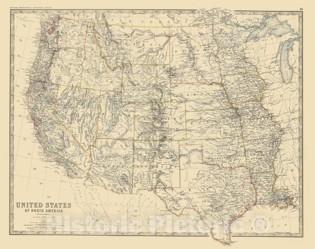 Historic Map - World Atlas - 1879 Western United States. - Vintage Wall Art