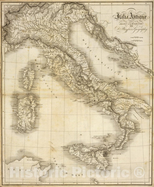 Historic Map : Italy; Corsica, Dalmatian Coast 1814 Italia Antiquae. , Vintage Wall Art