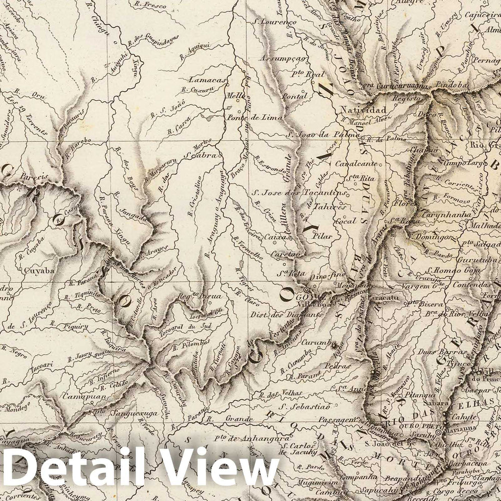 Historic Map : Brazil; Paraguay, 1837 Bresil, Paraguay, et Uruguay. , Vintage Wall Art