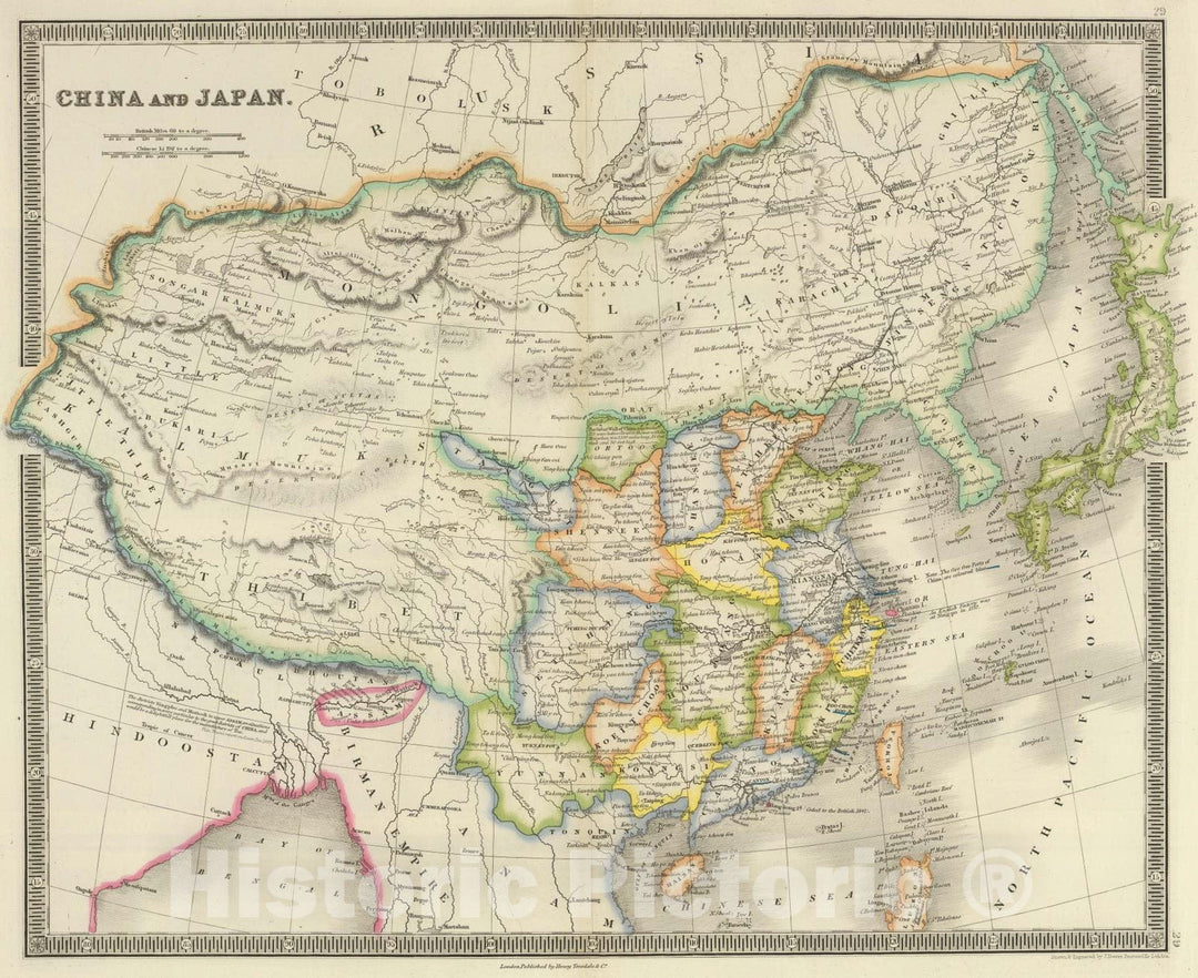 Historic Map : 1844 China and Japan. - Vintage Wall Art