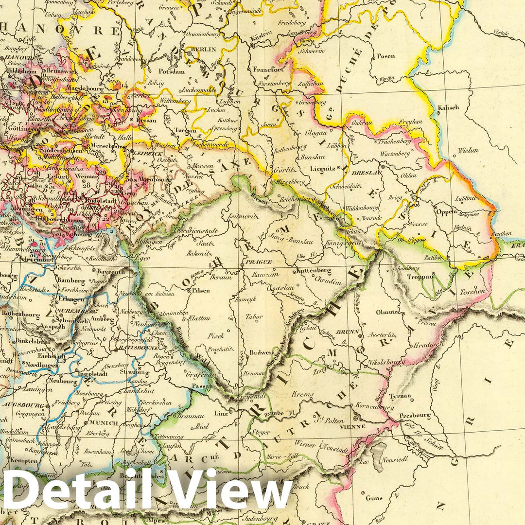 Historic Map : Germany; Netherlands, 1837 Confederation Germanique. , Vintage Wall Art