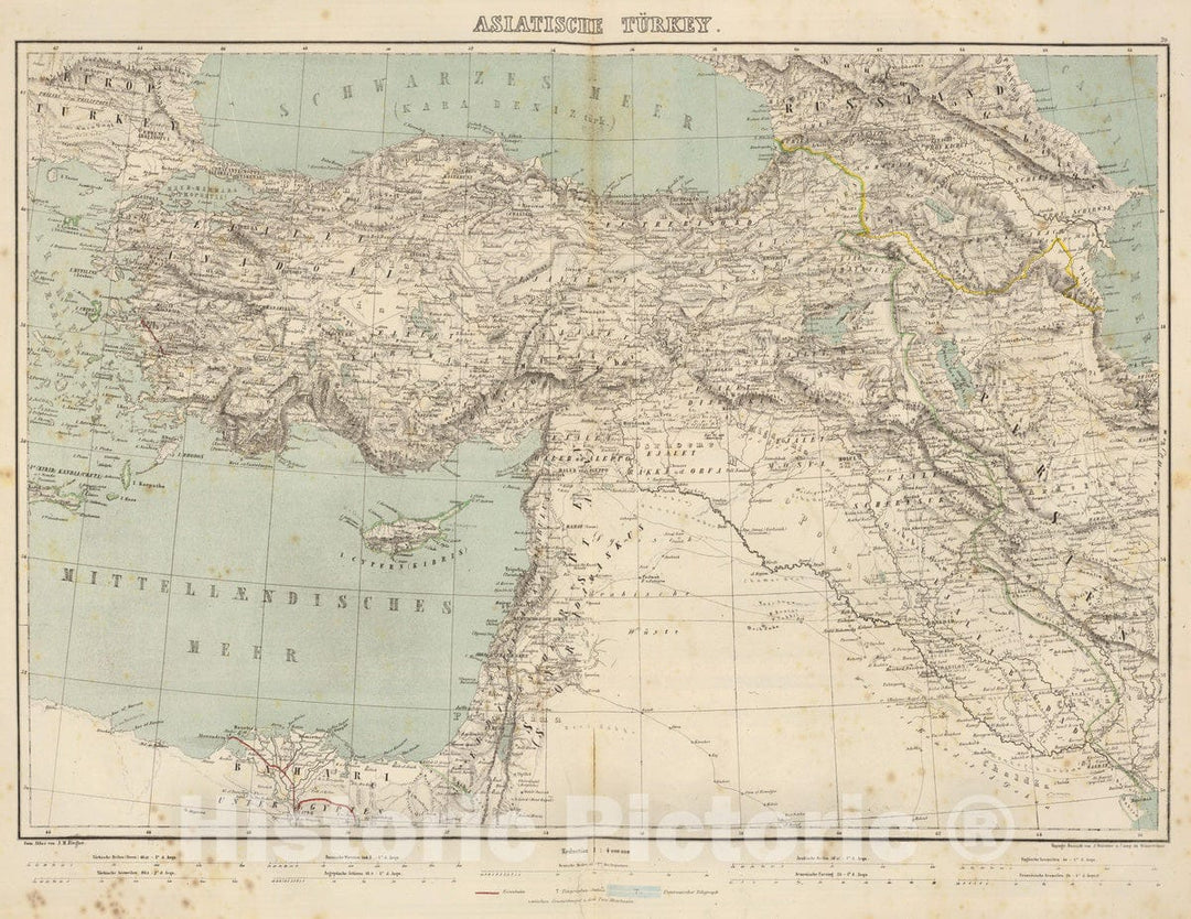 Historic Map : Syria; Turkey, Middle East 1864 Asiatische Turkey. , Vintage Wall Art