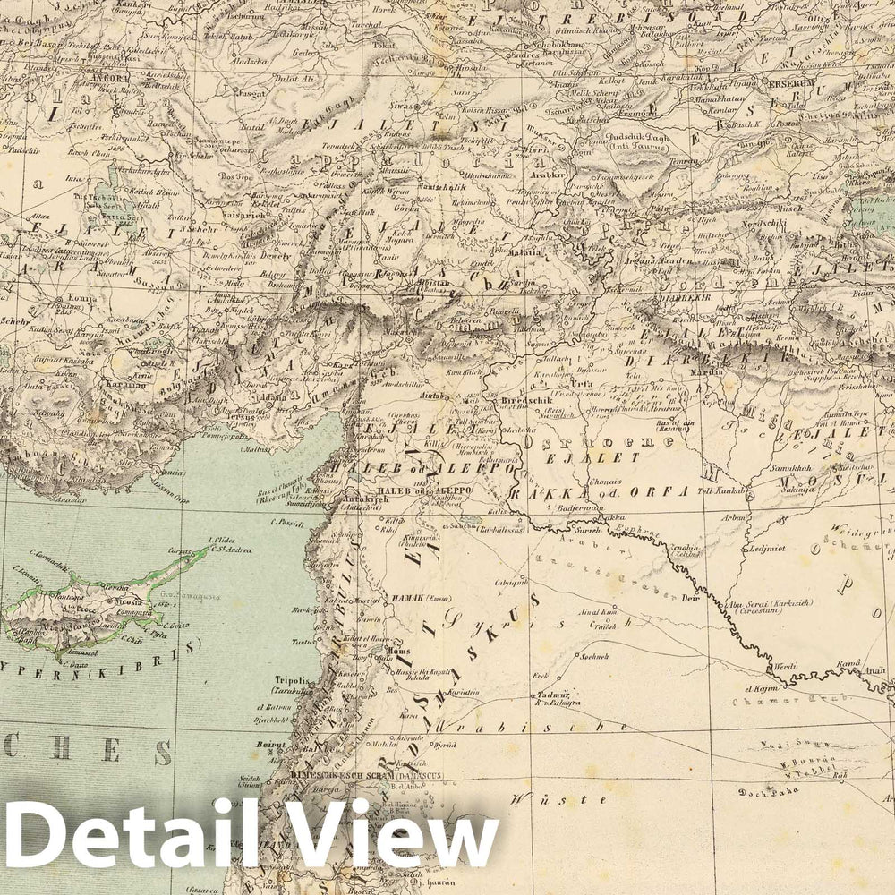 Historic Map : Syria; Turkey, Middle East 1864 Asiatische Turkey. , Vintage Wall Art