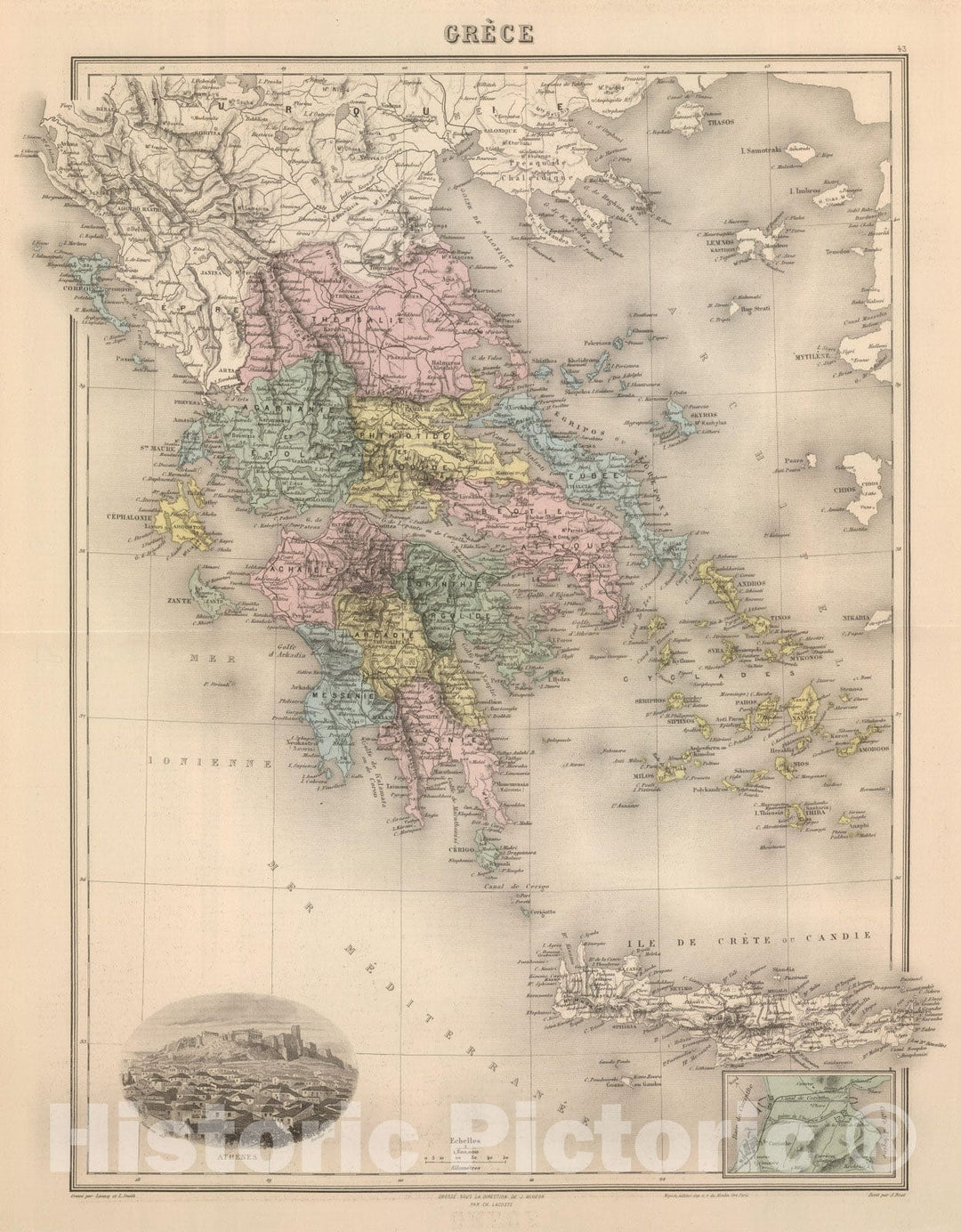 Historic Map : 1892 Greece : Vintage Wall Art