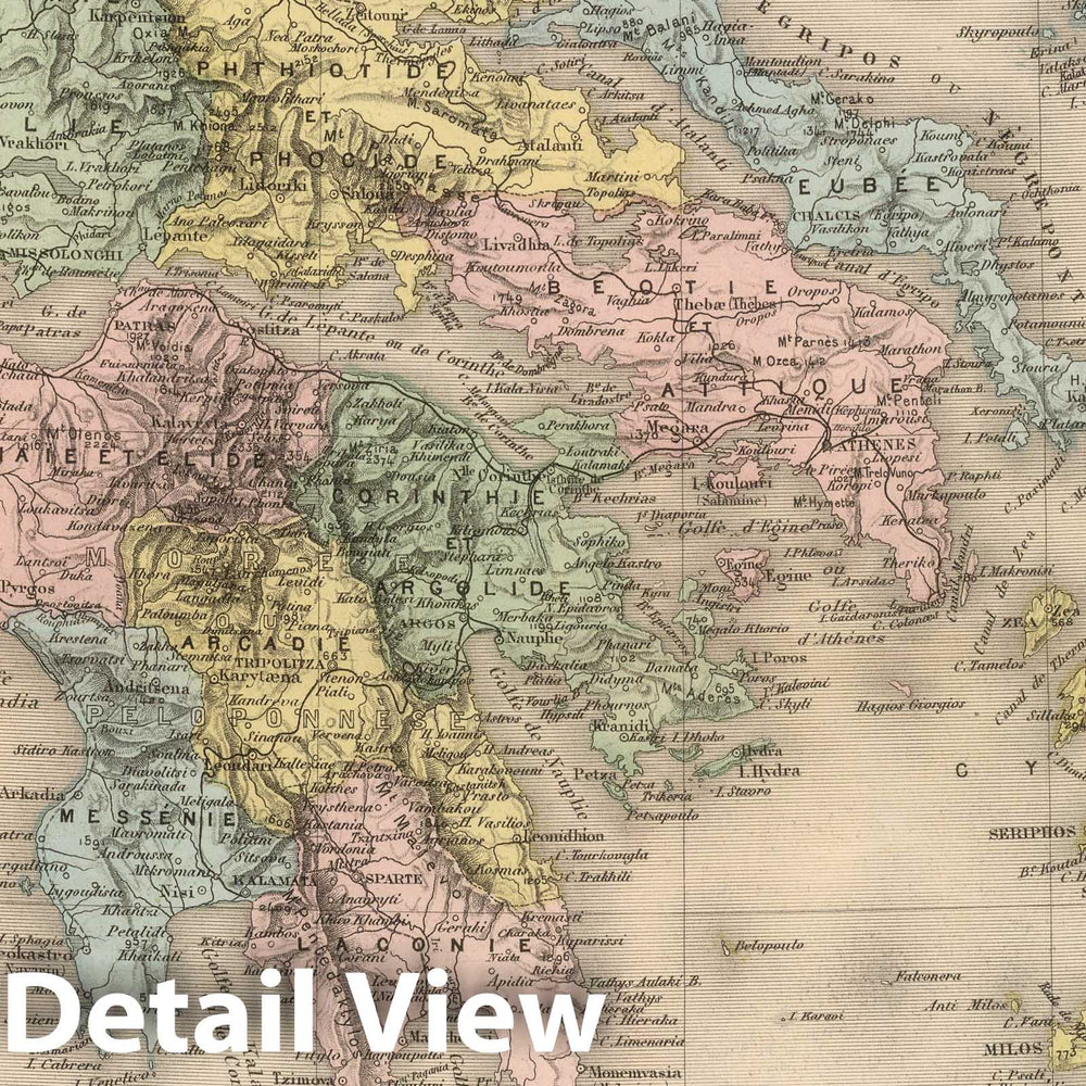 Historic Map : 1892 Greece : Vintage Wall Art