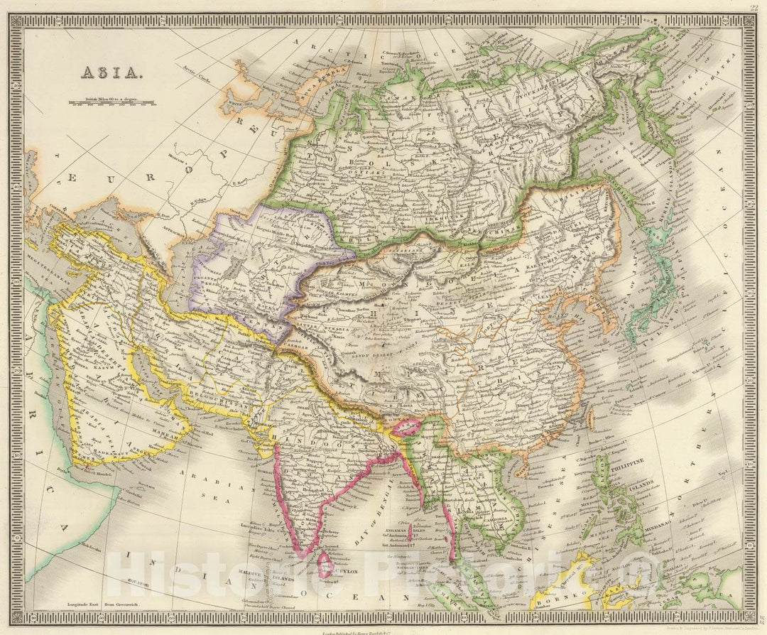 Historic Map : 1844 Asia. - Vintage Wall Art