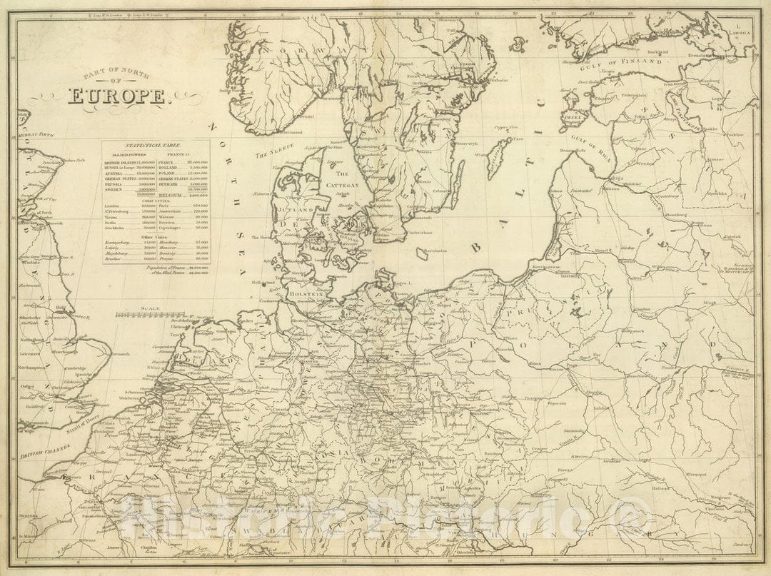 Historic Map : 1824 Part of North of Europe. - Vintage Wall Art