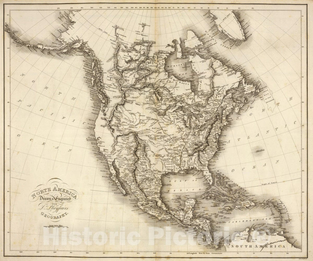 Historic Map : 1814 North America. - Vintage Wall Art