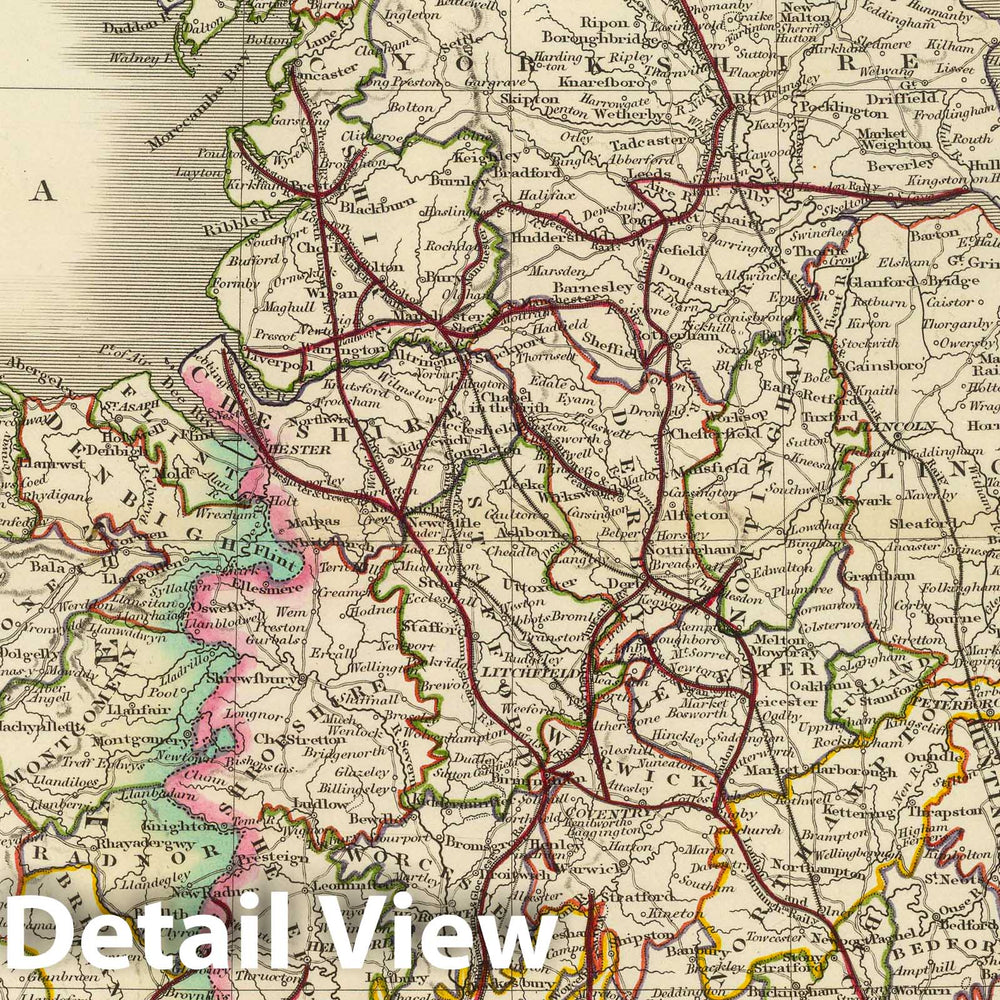 Historic Map : 1844 England and Wales. - Vintage Wall Art