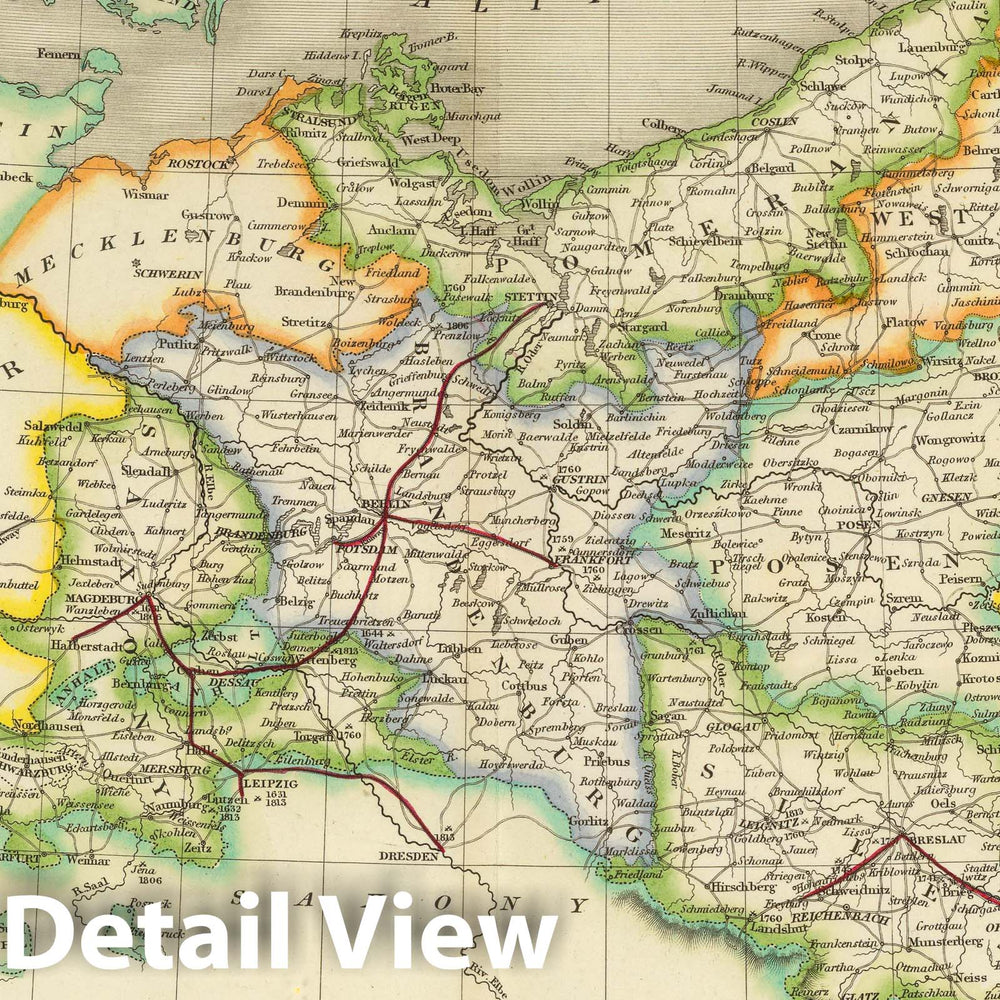 Historic Map : 1844 Prussia with Part of Poland. - Vintage Wall Art