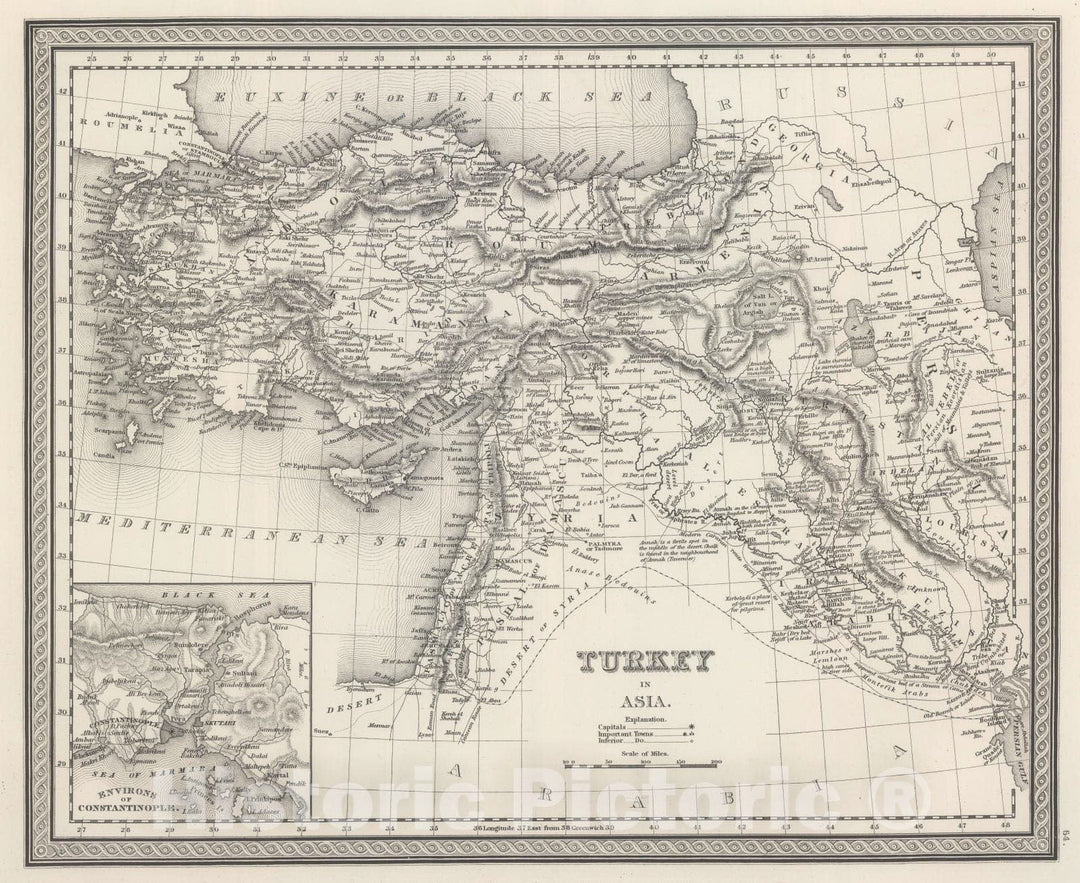 Historic Map : 1848 Turkey in Asia. - Vintage Wall Art