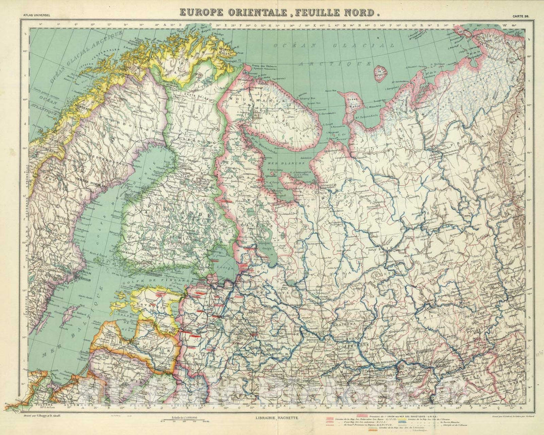 Historic Map : Finland; Russian Republic, 1929 Europe Orientale, Feuille Nord. , Vintage Wall Art