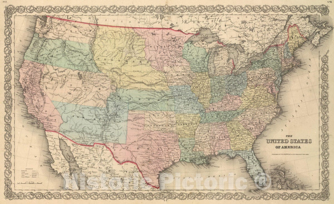 Historic Map : National Atlas - 1857 The United States Of America. - Vintage Wall Art