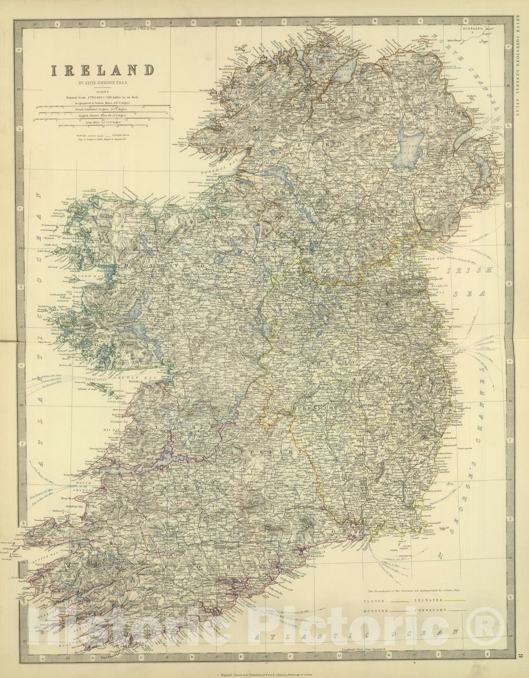 Historic Map : 1879 Ireland. - Vintage Wall Art