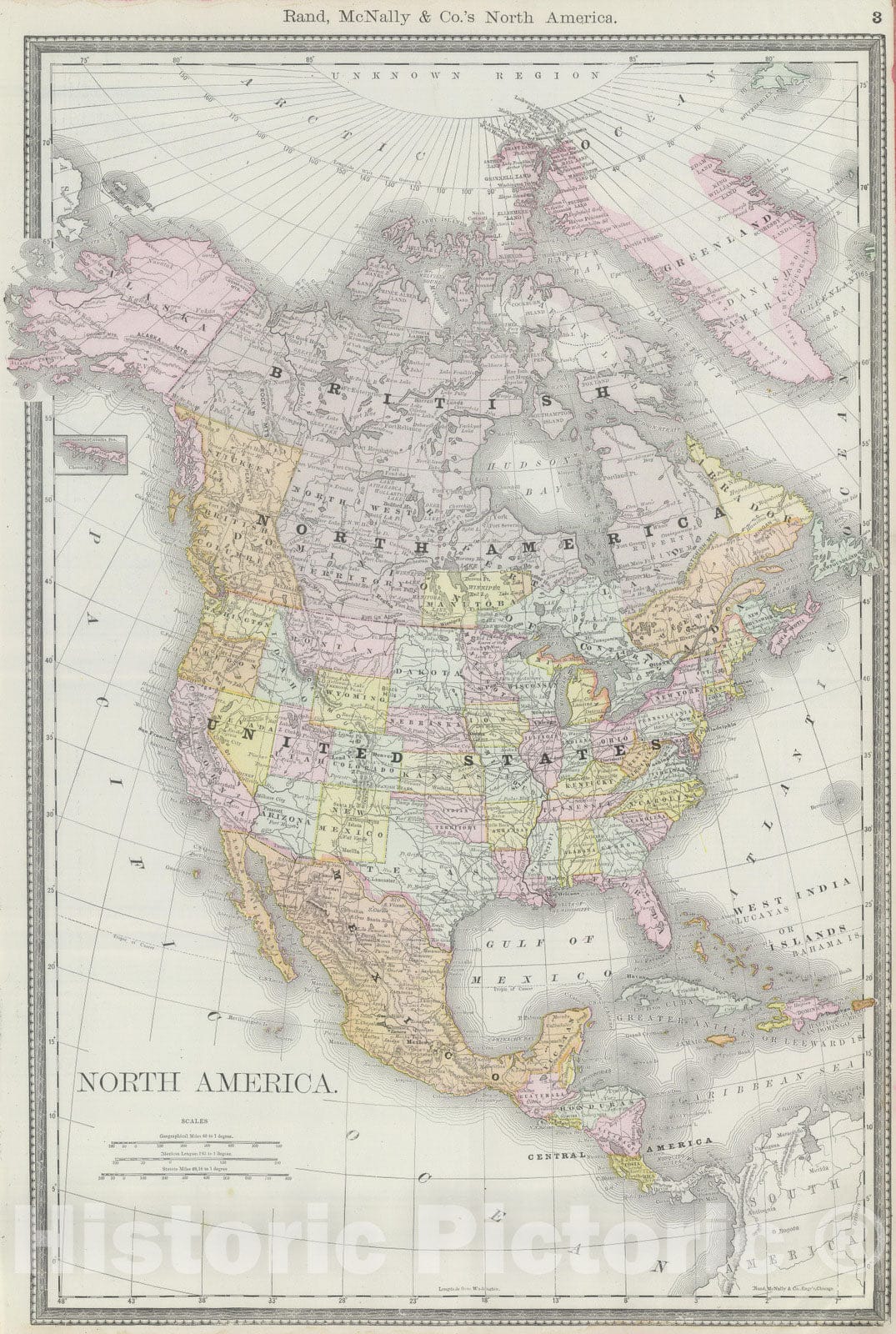 Historic Map : National Atlas - 1889 North America. - Vintage Wall Art