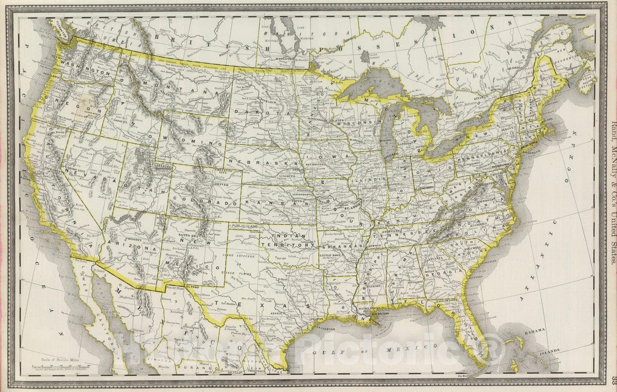 Historic Map : National Atlas - 1889 United States. - Vintage Wall Art