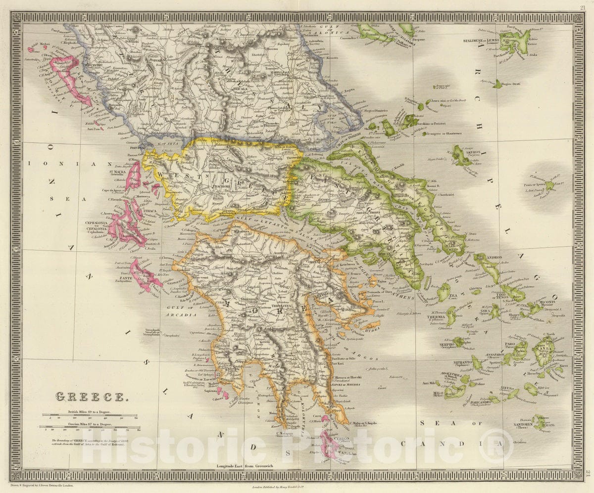 Historic Map : 1844 Greece. - Vintage Wall Art