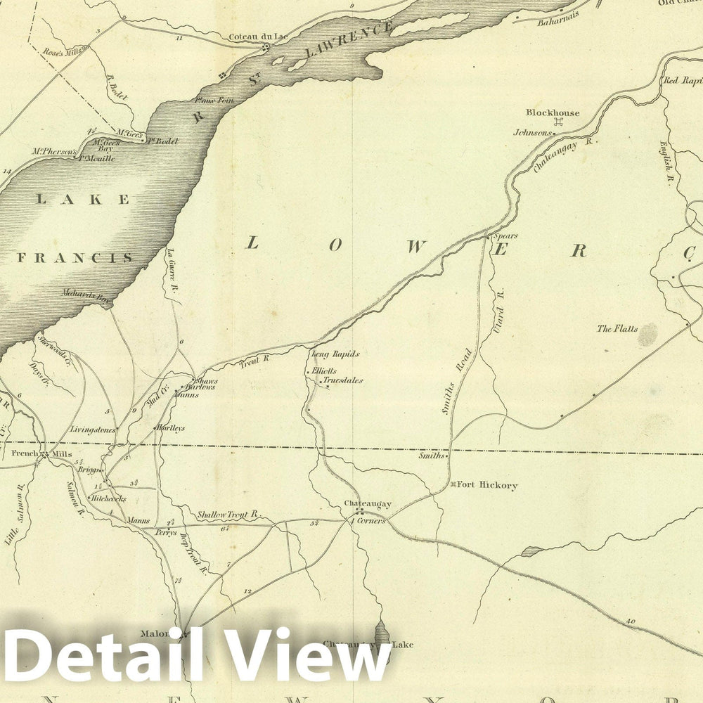 Historic Map : 1824 St. Lawrence and Adjacent Country. - Vintage Wall Art