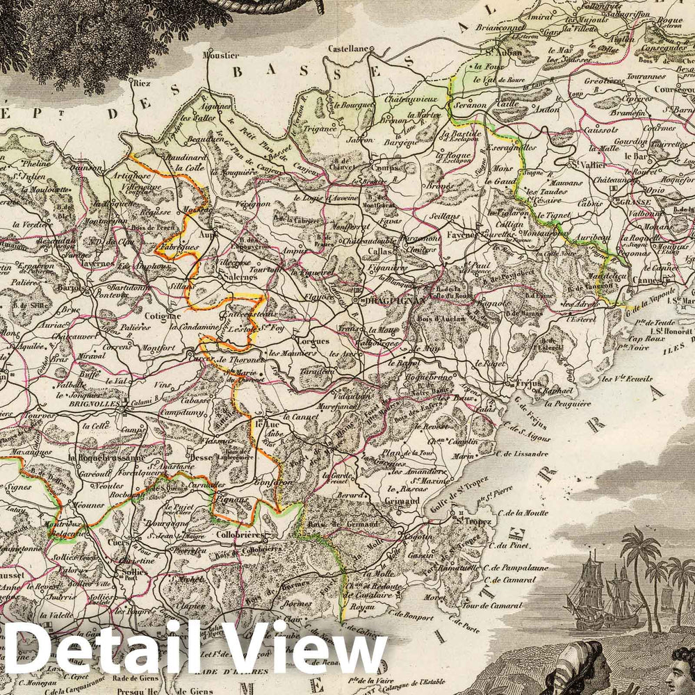 Historic Map : France, 1856 Dept. Du Var. , Vintage Wall Art