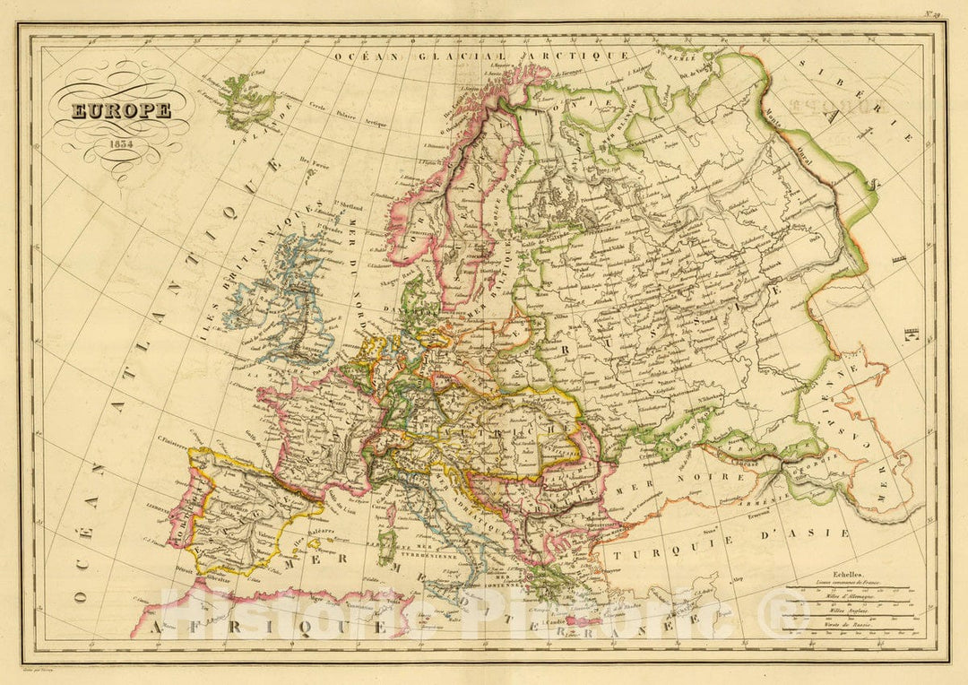 Historic Wall Map : 1837 Europe. v2 - Vintage Wall Art